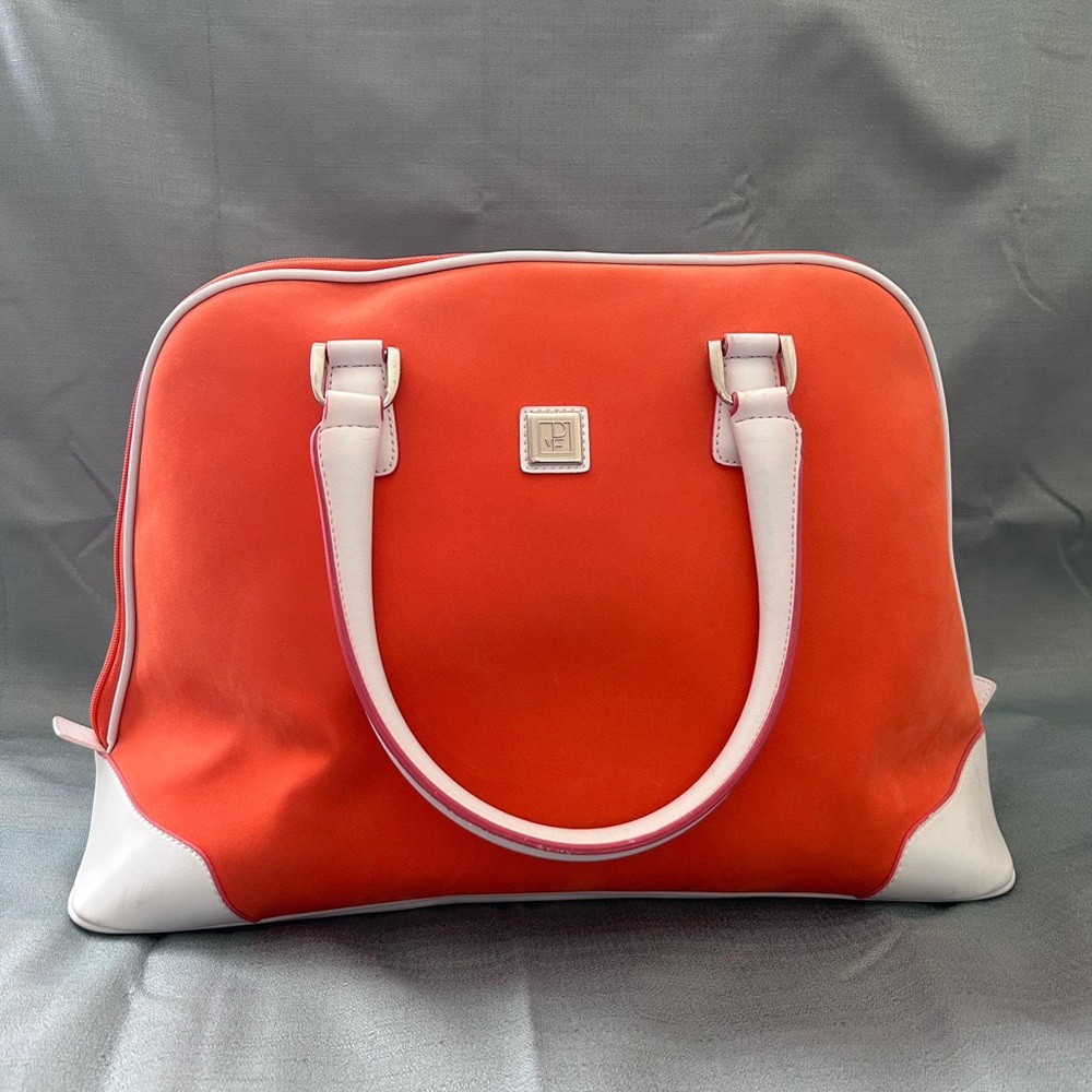 Diane Von Furstenberg Orange and White Travel Bag